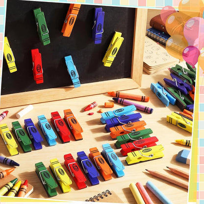 Bokon 48 Pcs Classroom Magnetic Wooden Clips Teacher Whiteboard Artworks Classroom Must Haves Decorative Magnetic Photo Paper Clips for Teacher Office Whiteboard Refrigerator Home Supplies