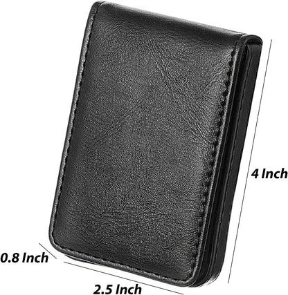 Outus 2 Pieces Business Card Holder, PU Leather Business Card Case Pocket Wallet with Magnetic Shut for Valentines Gift Men Women(Black and Coffee,Classic)