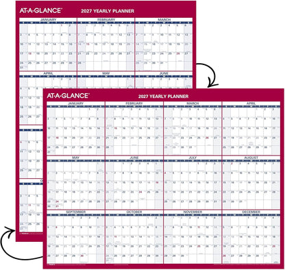 AT-A-GLANCE 2026 Erasable Calendar, Dry Erase Wall Planner, 12" x 16", Small, Vertical-Horizontal, Reversible, Compact (PM330B2826)