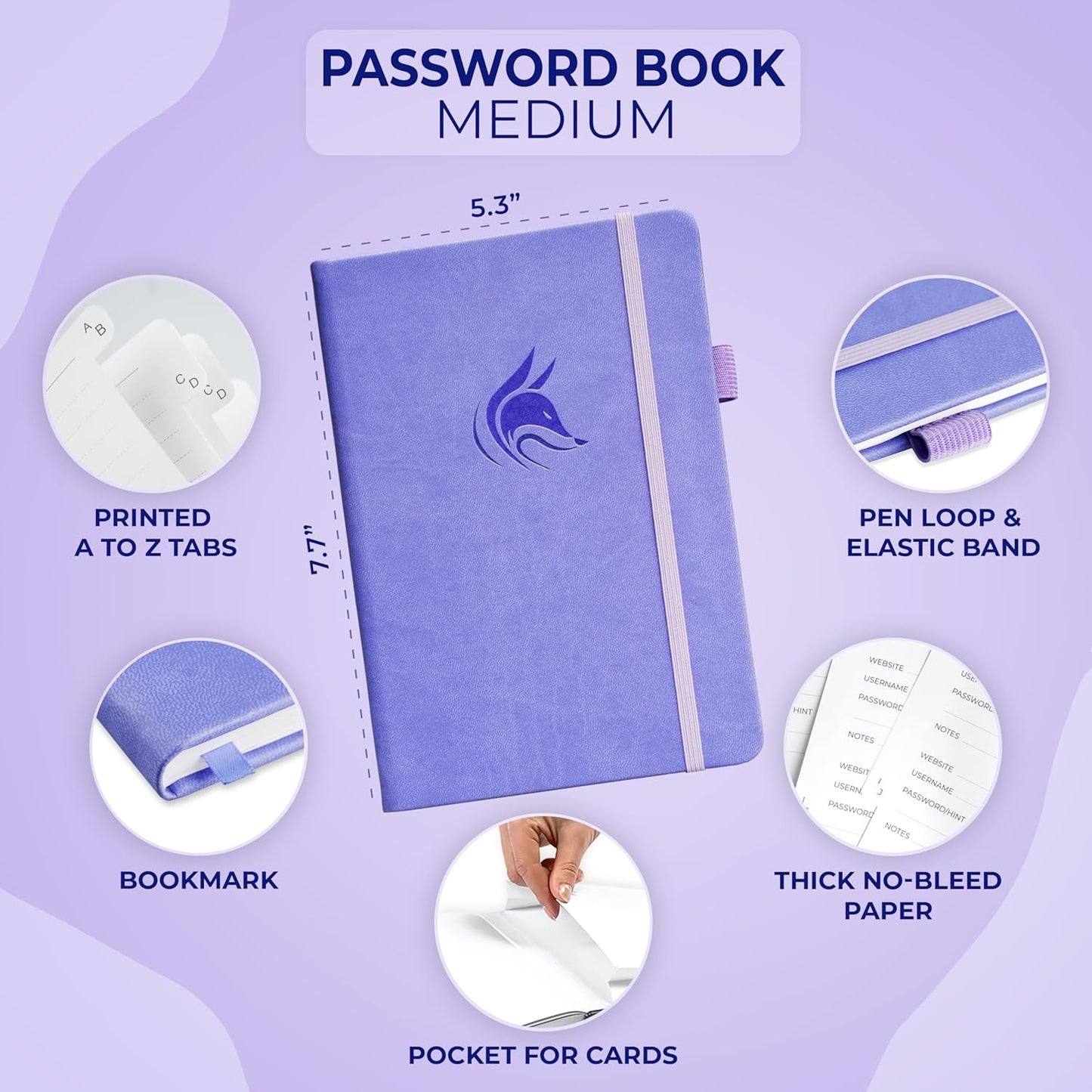 Clever Fox Password Book with alphabetical tabs. Internet Address Organizer Logbook. Small Pocket Password Keeper for Website Logins (Orange)