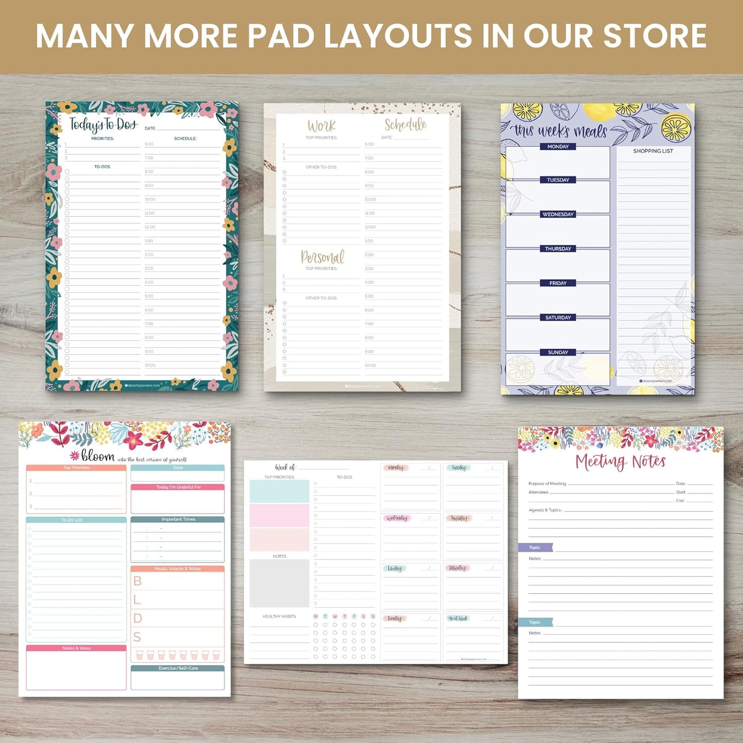 bloom daily planners Horizontal Weekly Tear-Off To Do List Planning Pad - Undated Notepad Organizer & Healthy Habit Tracker - 8.5” x 11” - Floral