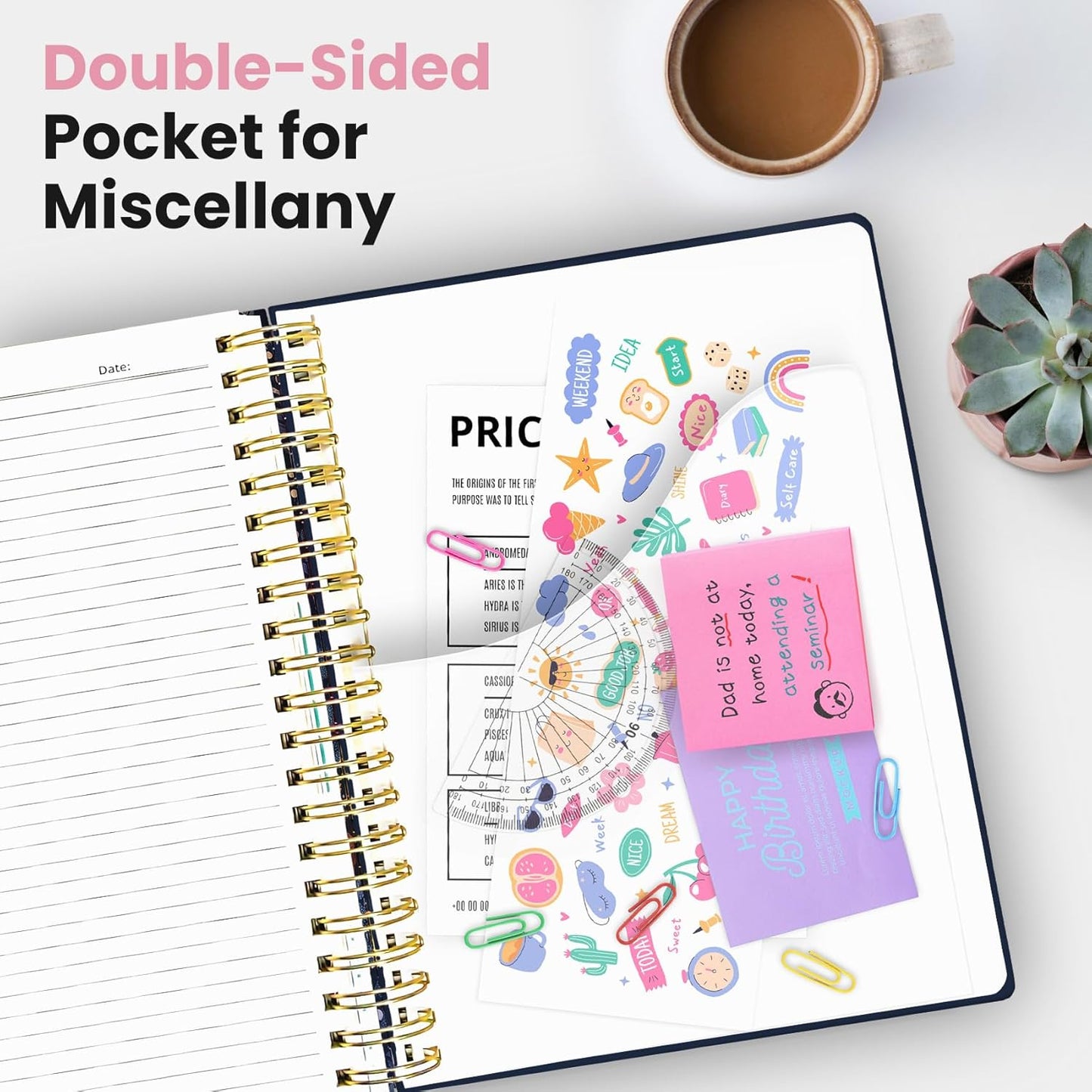 Large Spiral Notebook with Dividers & Tabs, 8.5" x 11" Hardcover 5 Subject Notebook for Work, 280 pages, College Ruled, Cute Journal for Women, Perfect for Study & Office Note Taking, Garden