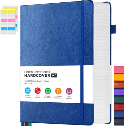 Hardcover Lined Notebook Journal for Writing, 320 Pages Leather Thick College Ruled Notebook Journal with 100GSM Paper, A5 (5.7'' X 8.4'') Daily Journal for Women Men Work Organization, Black