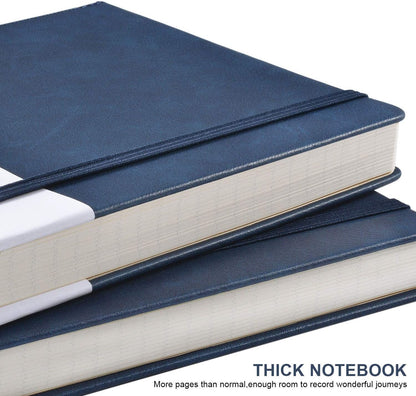 Lemome Thick Classic Notebook with Pen Loop A5 College Ruled Hardcover Writing Notebook with Pocket + Page Dividers Gifts, Banded, Large, 180 Pages, 8.4 x 5.7 in