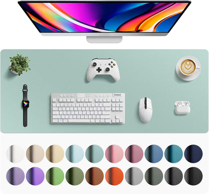 Aothia Leather Office Desk Pad Protector, Non-Slip PU Leather Desk Blotter, Waterproof Laptop Writing Mouse Pad for Office and Home, Black, 31.5" x 15.7" - Colors B