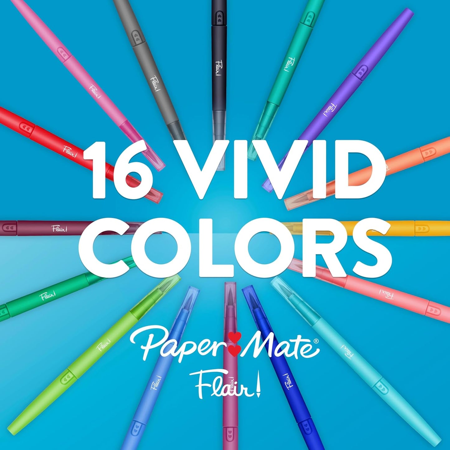 Paper Mate Flair Felt Tip Pens, Bold Tip (1.2 mm), 16 Count - Back to School, Teacher Supplies, Arts & Crafts