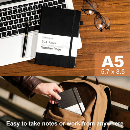 Yoment Leather Journal for Men Women, 324 Numbered Pages Thick Journals for Writing with Contents, A5 Hardcover College Ruled Journaling Notebooks for Travel, Note Taking, Diary, Green