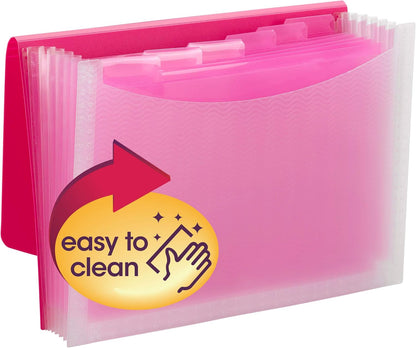Smead Poly Frequency Expanding File Folders, Flap and Cord Closure, Letter Size, Wave Pattern, 13 Pocket, Red/Black (70866)