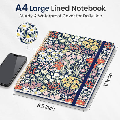Taja Large Spiral Lined Journal for Women, 8.5" x 11" Notebooks for Work Collge Ruled, A4 Aesthetic Cute Journaling Notebooks for Writing, Plastic Cover, Celestial
