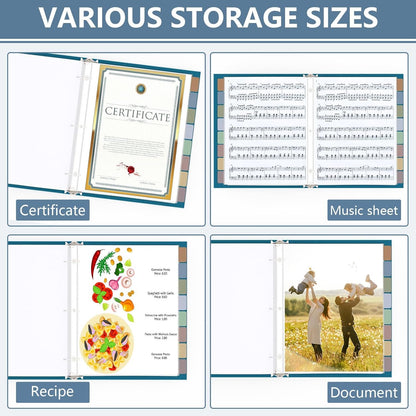 8 Set of 64 Pack Clear Binder Sheet Protectors for 3 Ring Binder Plastic Page Protector with 8 Tabs,Insertable Index Page Divider 8.5x11 Inch（Boho Color）
