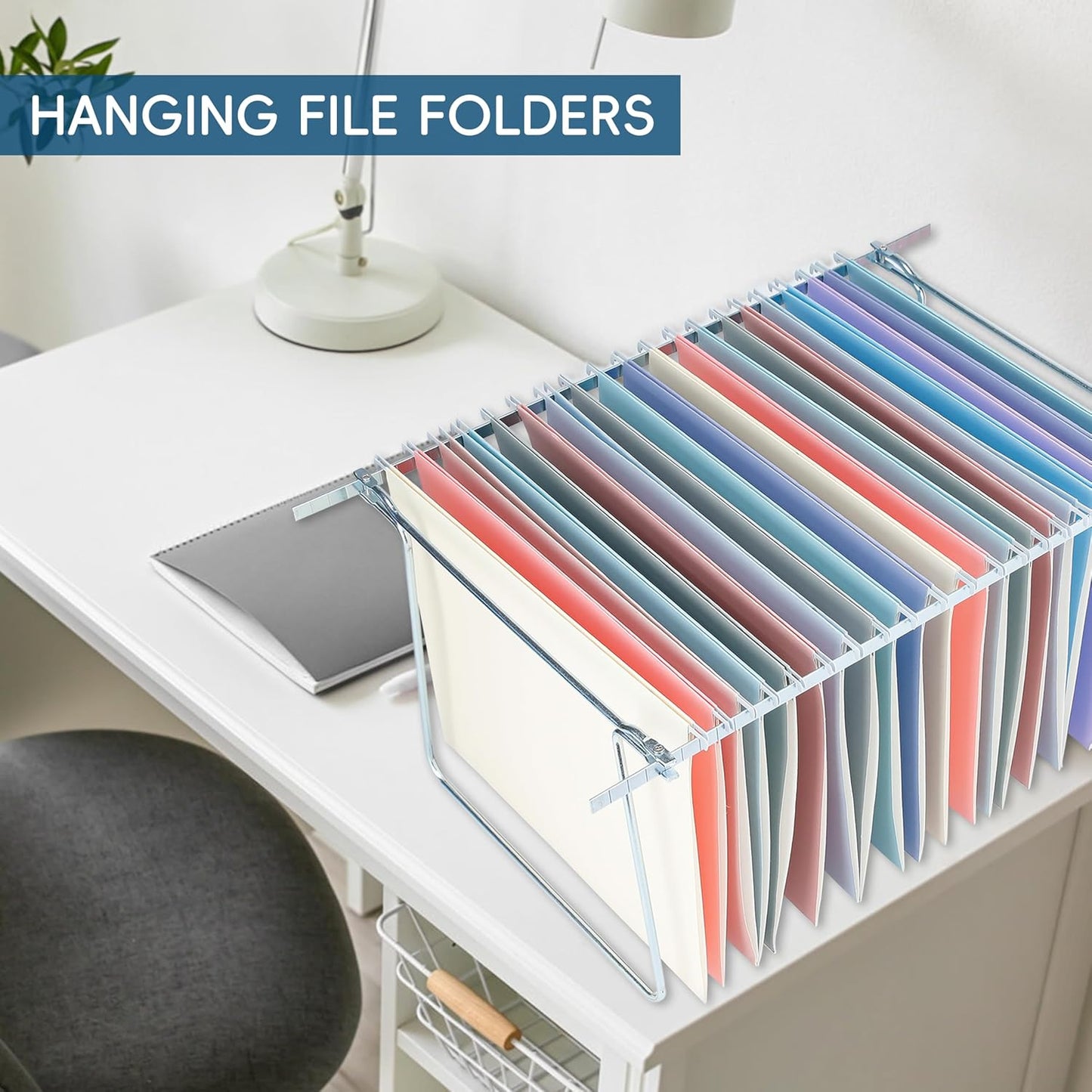 Blue Hanging File Folders,25 Pack Letter Size File Folders with 1/5-cut Tabs,Office Essentials for Filing Cabinet & Desk Storage