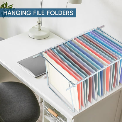 Blue Hanging File Folders,25 Pack Letter Size File Folders with 1/5-cut Tabs,Office Essentials for Filing Cabinet & Desk Storage