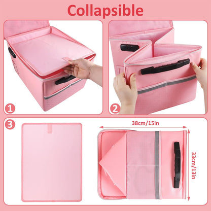 TOMKID Fireproof Document Box, Fireproof File Box with Lids, Important Document Organizer Box with Lock, Portable File Folder Organizer with Handle
