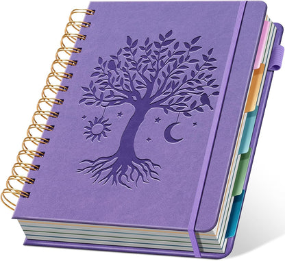 Ovesmusl Hardcover Spiral Notebook 8.5" x 11" with 5 Removable Dividers 300 Pages Leather 5 Subject Notebook College Ruled 100GSM Large Spiral Notebooks for Work Thick Lined Journal for Women, Green