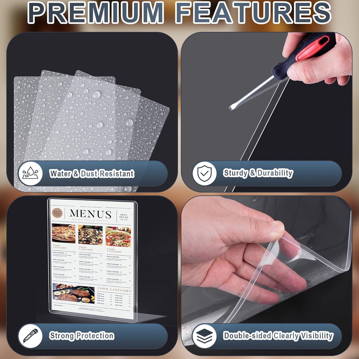 AKONEGE 5PCS 9" x 12" Rigid Print Protectors Clear Plastic Sheet Protectors, Heavy Duty Top Loading Document Holder, Menu Cover, Photo Poster Sleeves Hard Plastic Sleeves for Paper Art Prints