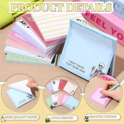 9 Pads Wildflower Sticky Notes 3x3 Inch Cute Self Stick Notepads Notes Adhesive Memo Pad Office Decor Gifts for Students School Teacher Meeting Office Supplies