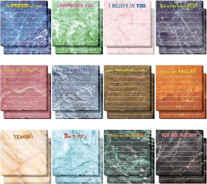 Yinder 48 Pcs Inspirational Sticky Notes Cute Motivational Sticky Notes Pad End of Year Employee Appreciation Gifts Bulk for Teacher Nurse Coworkers Office Supplies 3 x 3'' (Thank You,Dark Color)