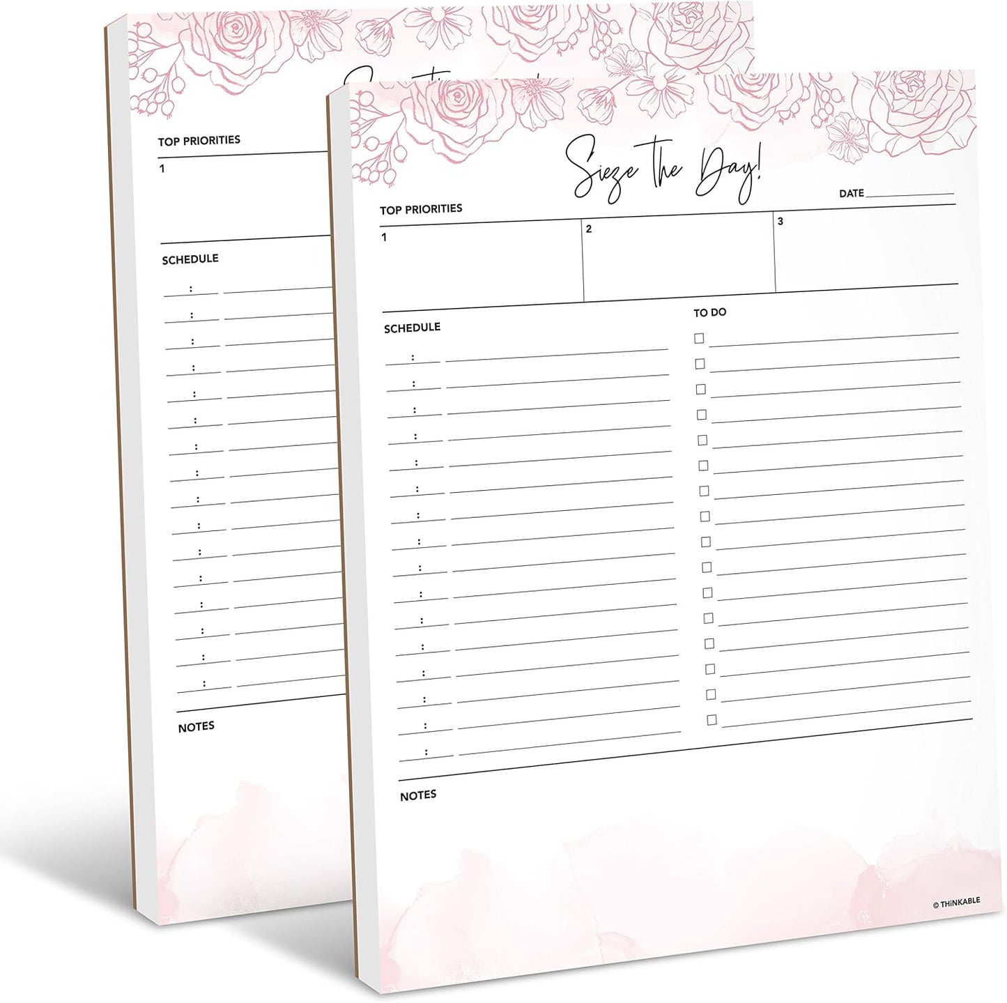 Daily Planner Notepad 2pk, 50 Sheets Tear Off, 8.5" x 11" To Do List Notebook with Hourly Schedule Task Planner