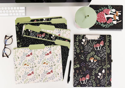 Steel Mill & Co Cute Clipboard Folio with Refillable Lined Notepad and Interior Storage Pocket, Floral Padfolio for Work, Garden Blooms Cream