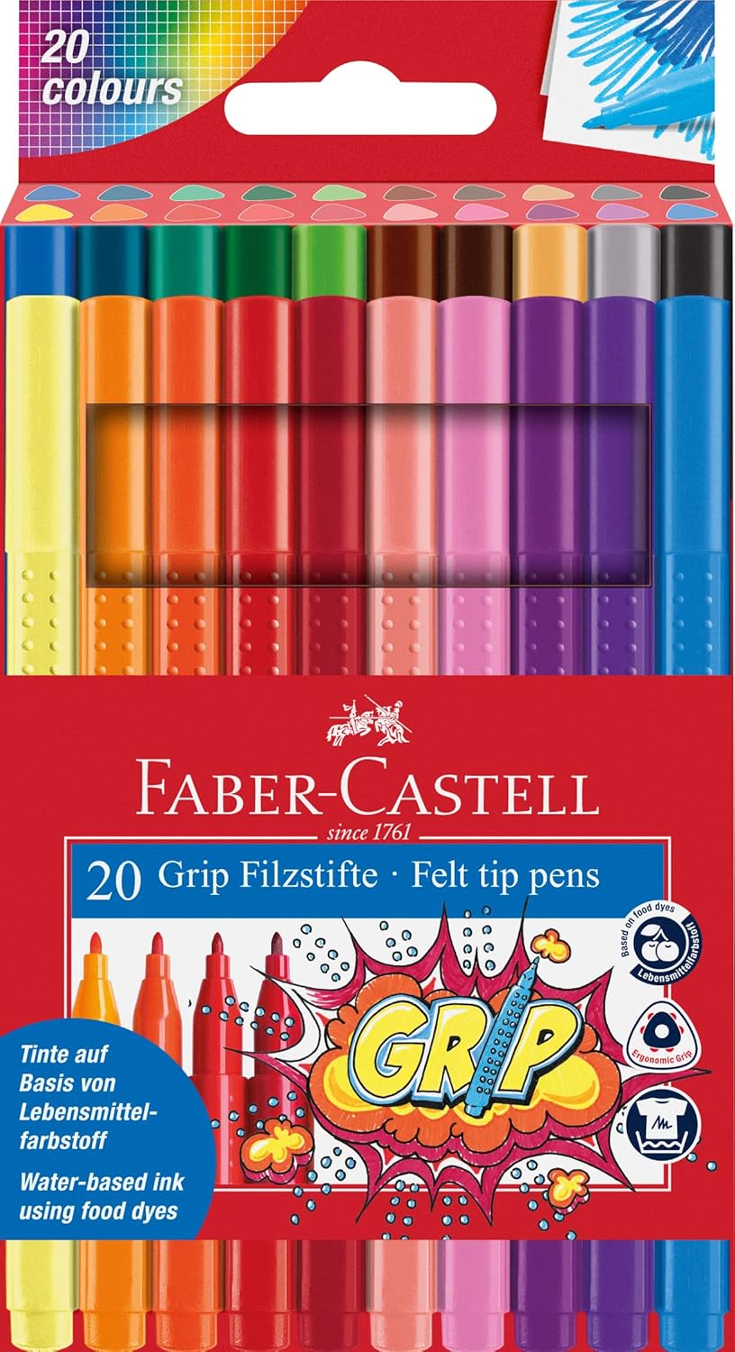 Faber-Castell Grip Colour Felt Tip Pens - Set of 30