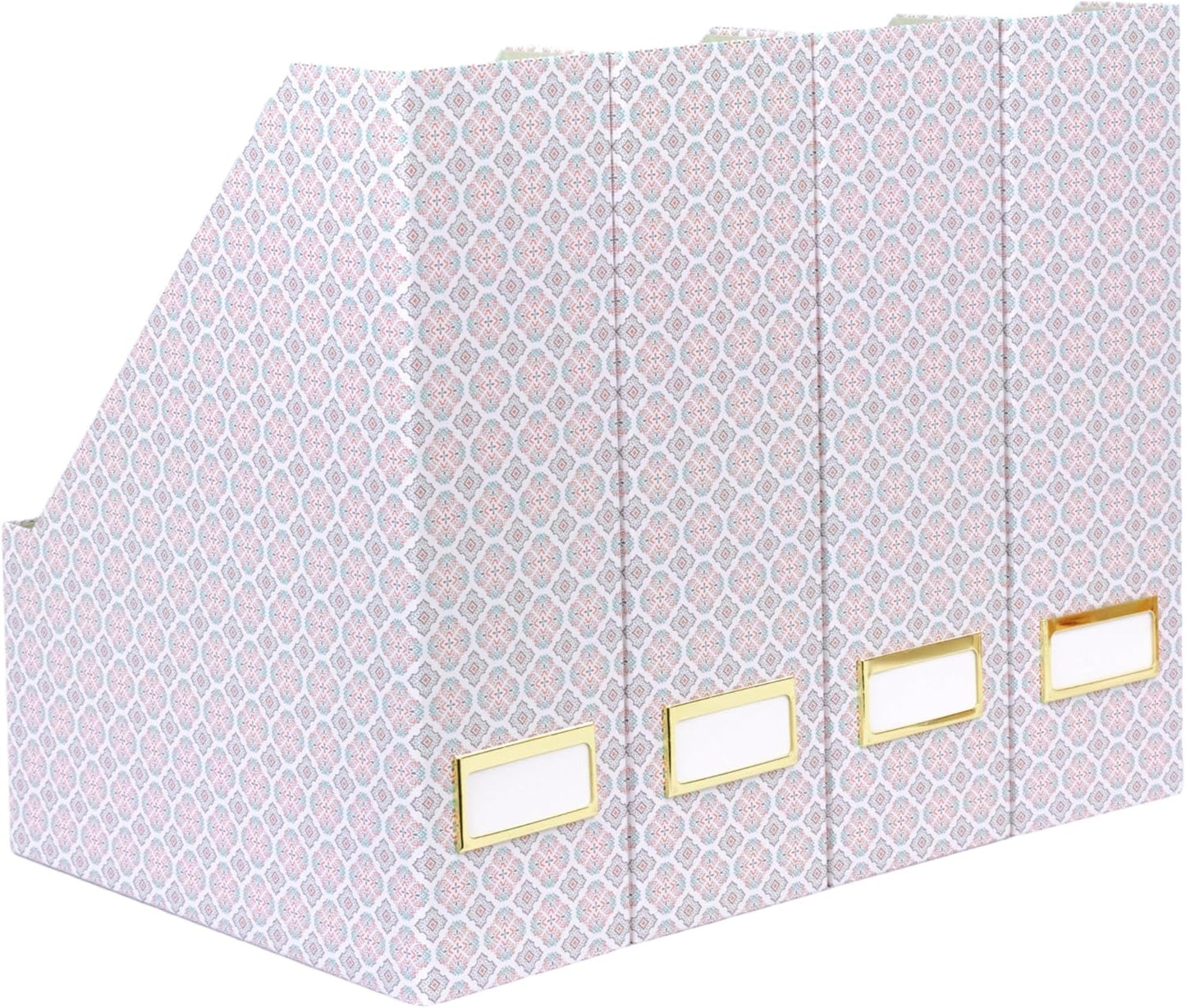 BLU MONACO | Cardboard Magazine File Holder Set of 4 | Vertical Magazine File Holder for Desk and Shelves | Standing File Holder for Classroom School Paper Storage