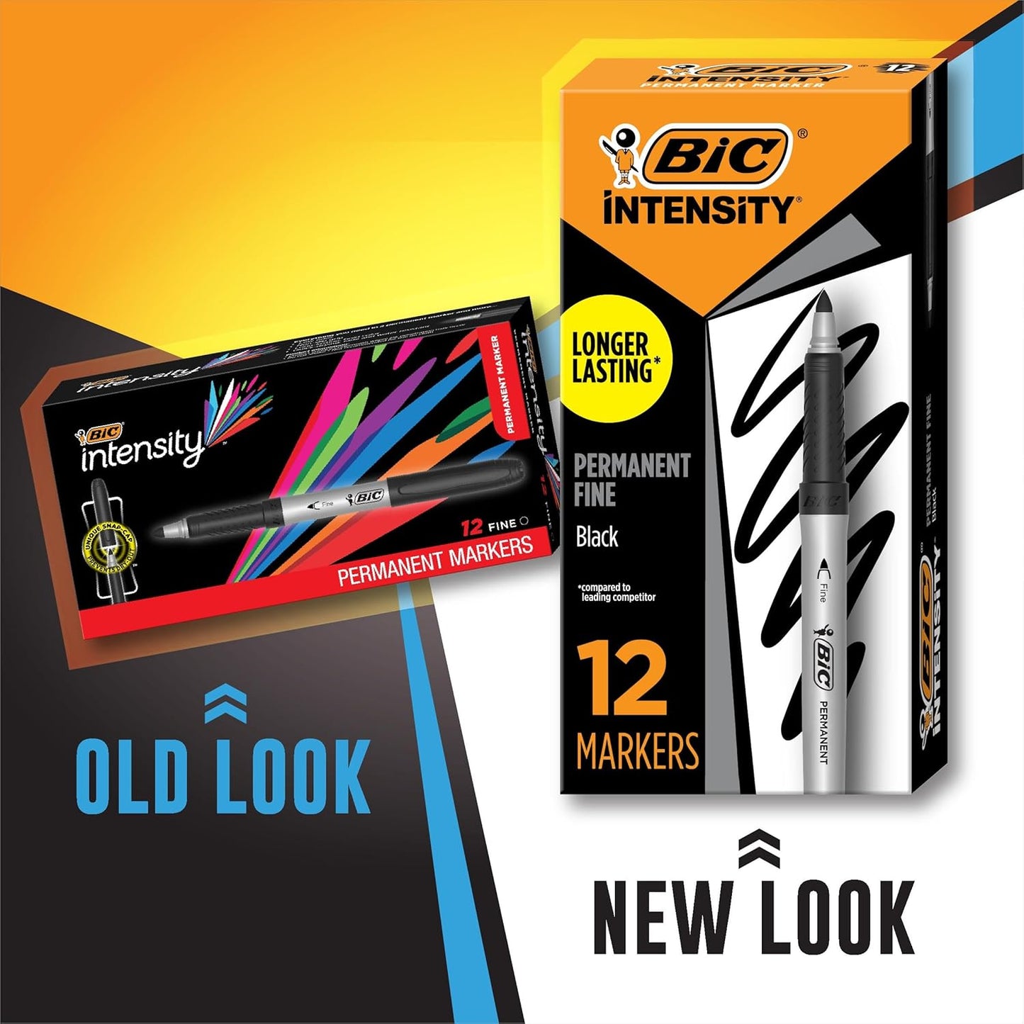 BIC Intensity Black Permanent Markers, Ultra Fine Point, 12-Count Pack of Black Markers With Non-Slip Grip for Comfort and Control