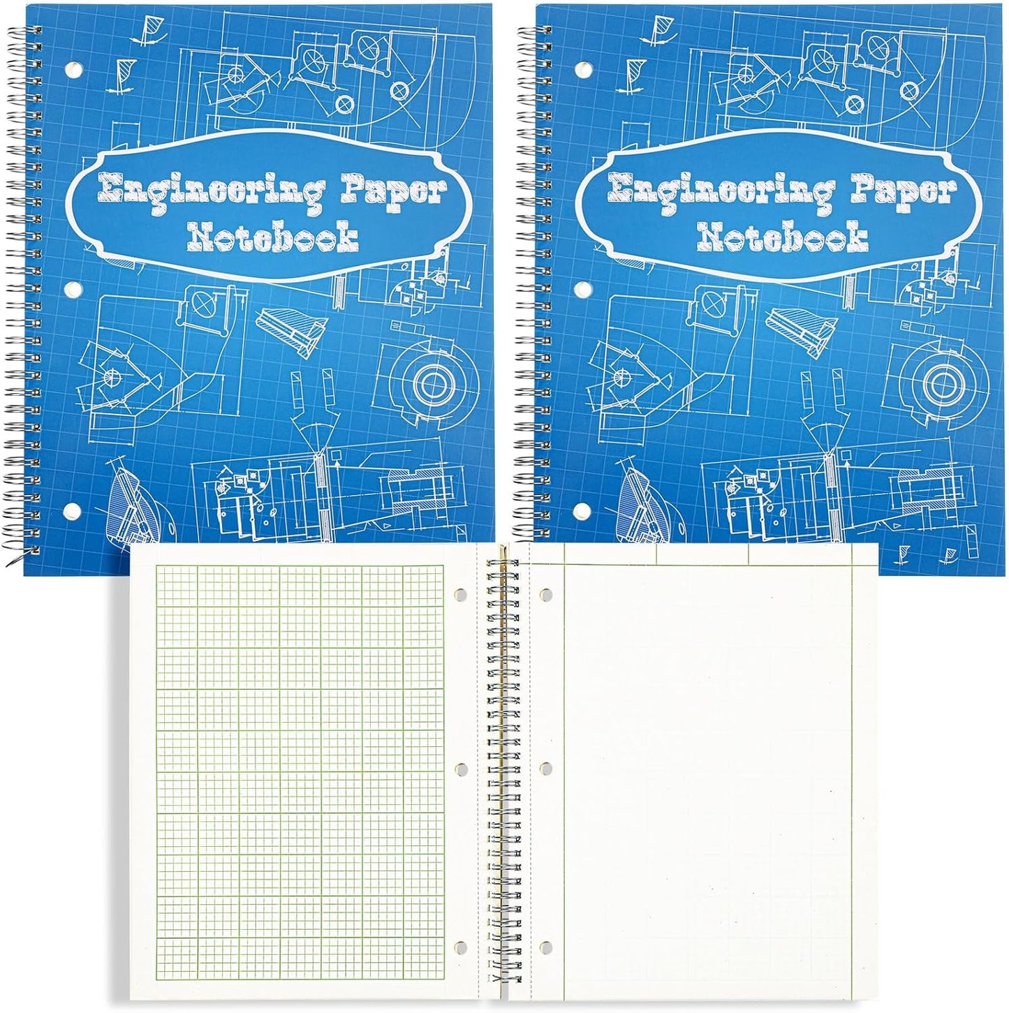 Colarr Engineering Computation Pad 8.5" x 11" Engineering Wirebound Spiral Notebook Grid Pad 5 Squares Per Inch Graph Paper for Drafting Drawing Blueprint Sketching(Blue,4 Pads)