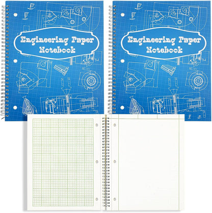 Colarr Engineering Computation Pad 8.5" x 11" Engineering Wirebound Spiral Notebook Grid Pad 5 Squares Per Inch Graph Paper for Drafting Drawing Blueprint Sketching(Blue,4 Pads)