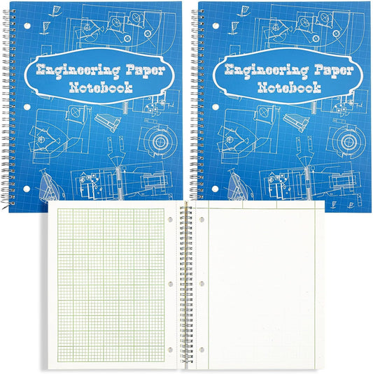 Colarr Engineering Computation Pad 8.5" x 11" Engineering Wirebound Spiral Notebook Grid Pad 5 Squares Per Inch Graph Paper for Drafting Drawing Blueprint Sketching(Blue,4 Pads)
