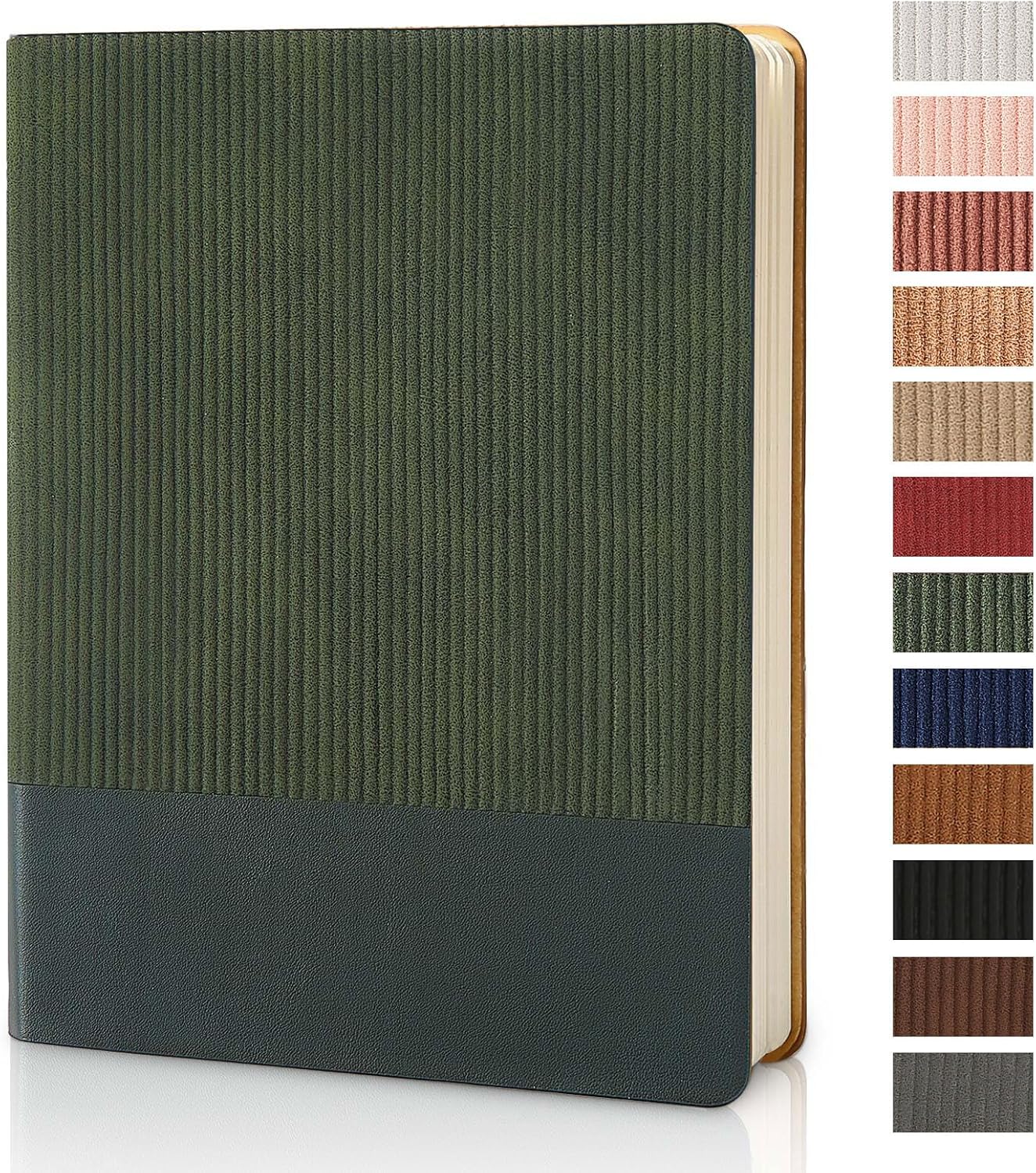 Lined Journal Notebook for Work College Ruled Note Book 5.79"x8.27"A5 PU Leather Daily Journaling 216 Pages for Women Men Writing Home School Supplies Business (Dark Green)