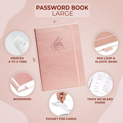 Clever Fox Password Book with alphabetical tabs. Internet Address Organizer Logbook. Small Pocket Password Keeper for Website Logins (Orange)