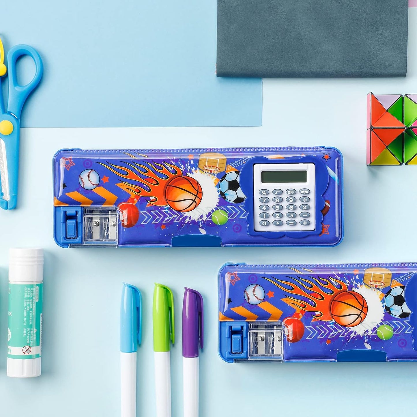 Henoyso Multifunctional Pencil Box for Girls Butterfly Pencil Case with Calculator and Sharpener Cool Cute Pencilcase School Supplies Essentials Christmas Birthday Gift Present for Kids Teens