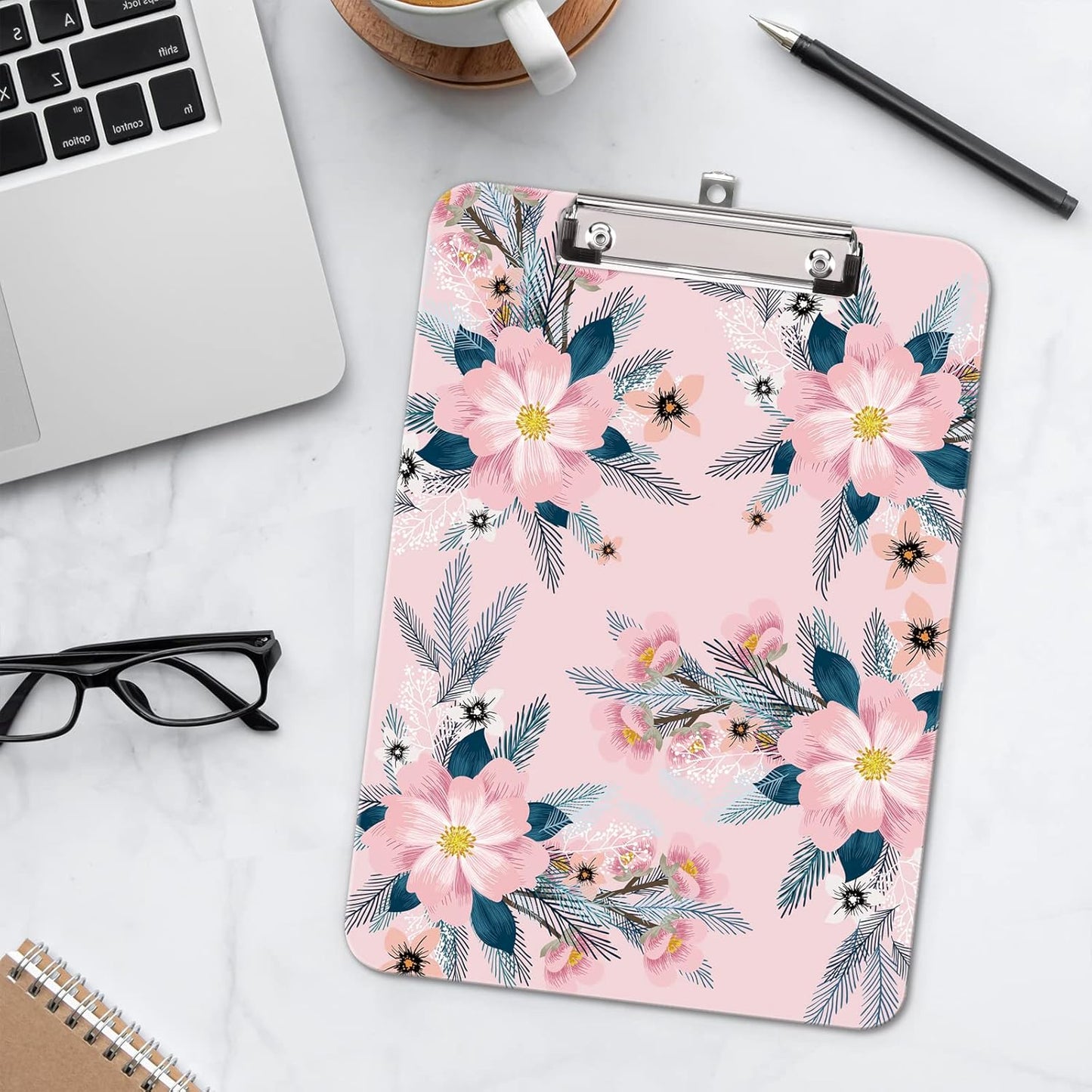 Hongri Plastic Cute Clipboard, Letter Size for Students, Teacher, Woman and Kids, Low Profile Clip, Decorative Pattern, Size 9 x 12.5 in, Dream Marble