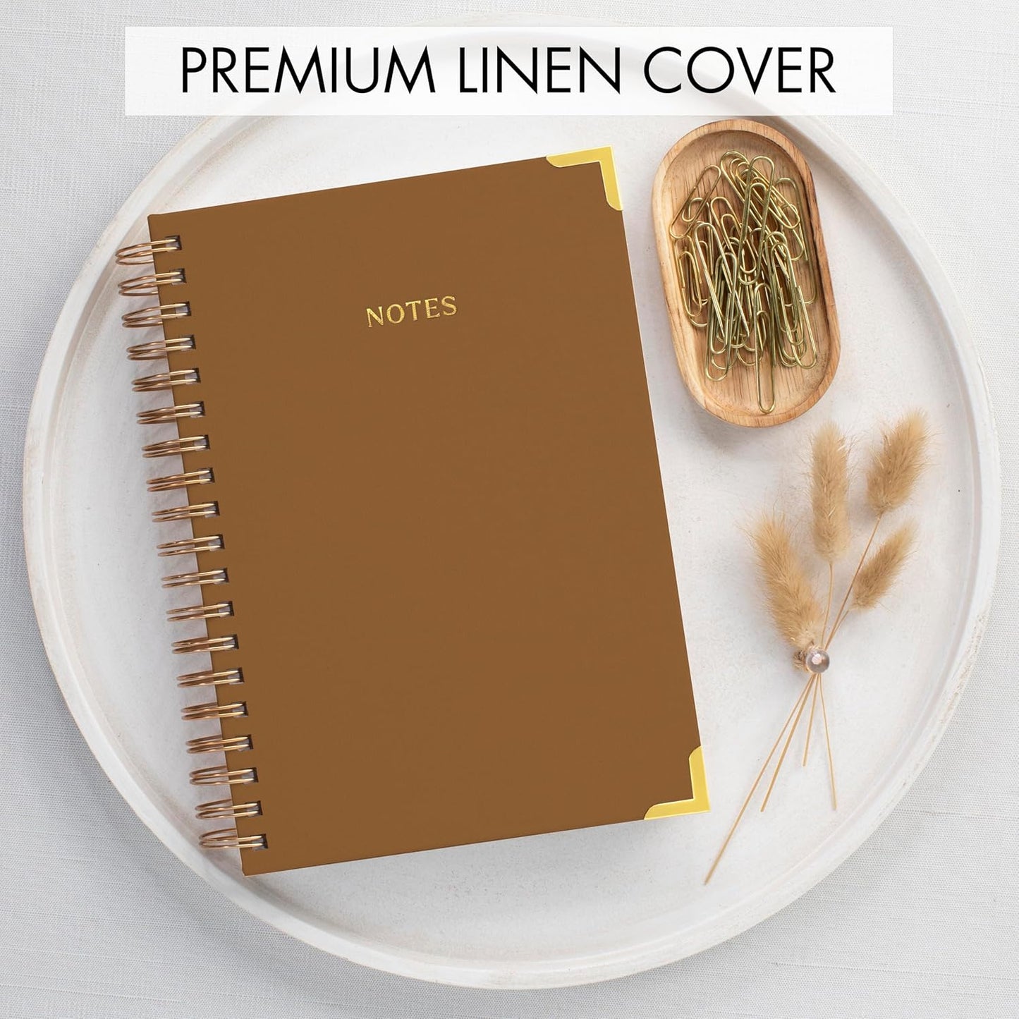 Aesthetic Thick Spiral Notebook Journal For Women in B5 Format - Modern Linen Hardcover College Ruled Note Book With 300 Lined Pages - Perfect For Writing And Staying Organized at Work or School