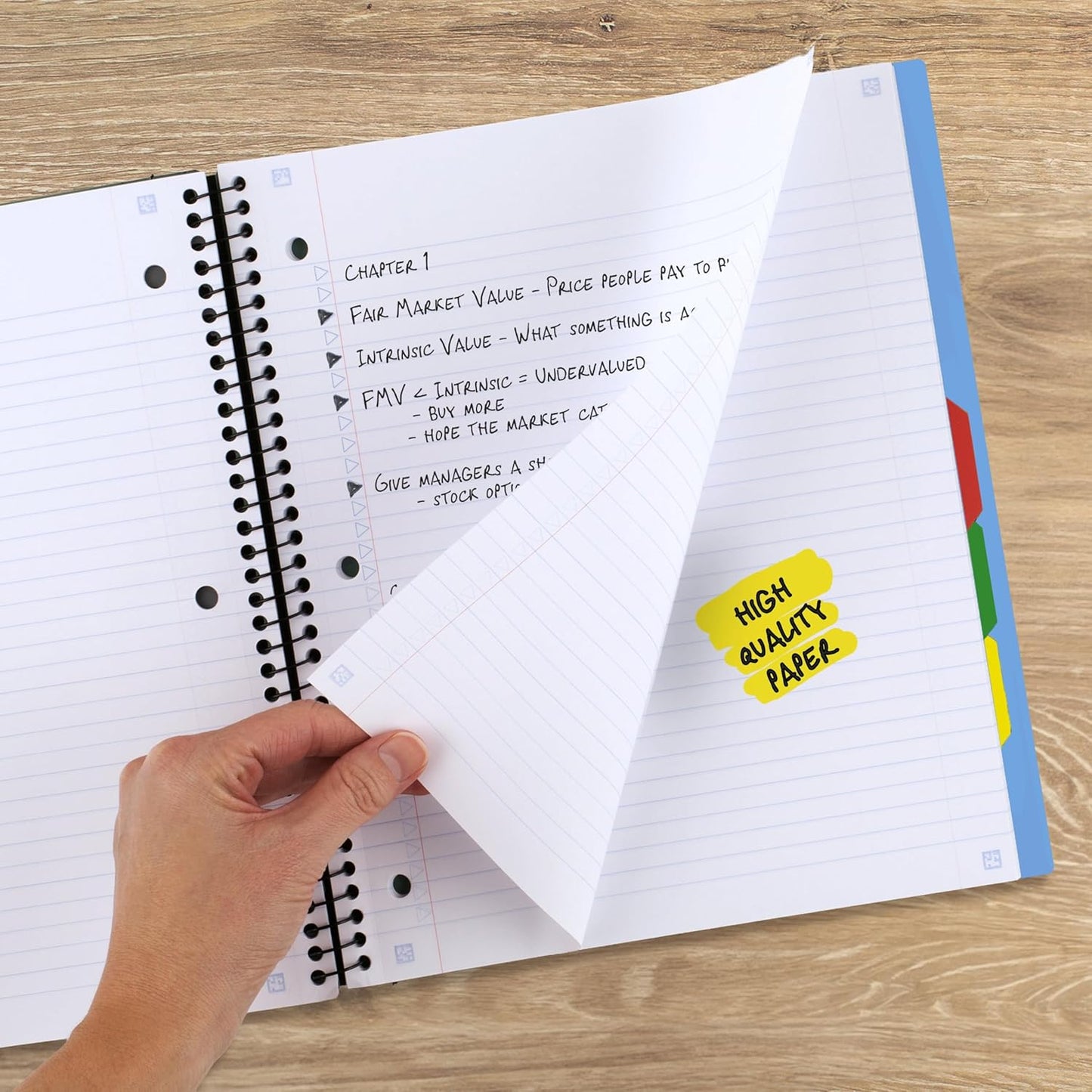 Five Star Advance Spiral Notebook + Study App, 5 Subject, College Ruled Paper, 8-1/2" x 11", 200 Sheets, Spiral Guard, Movable Tabbed Dividers, Black (73144)