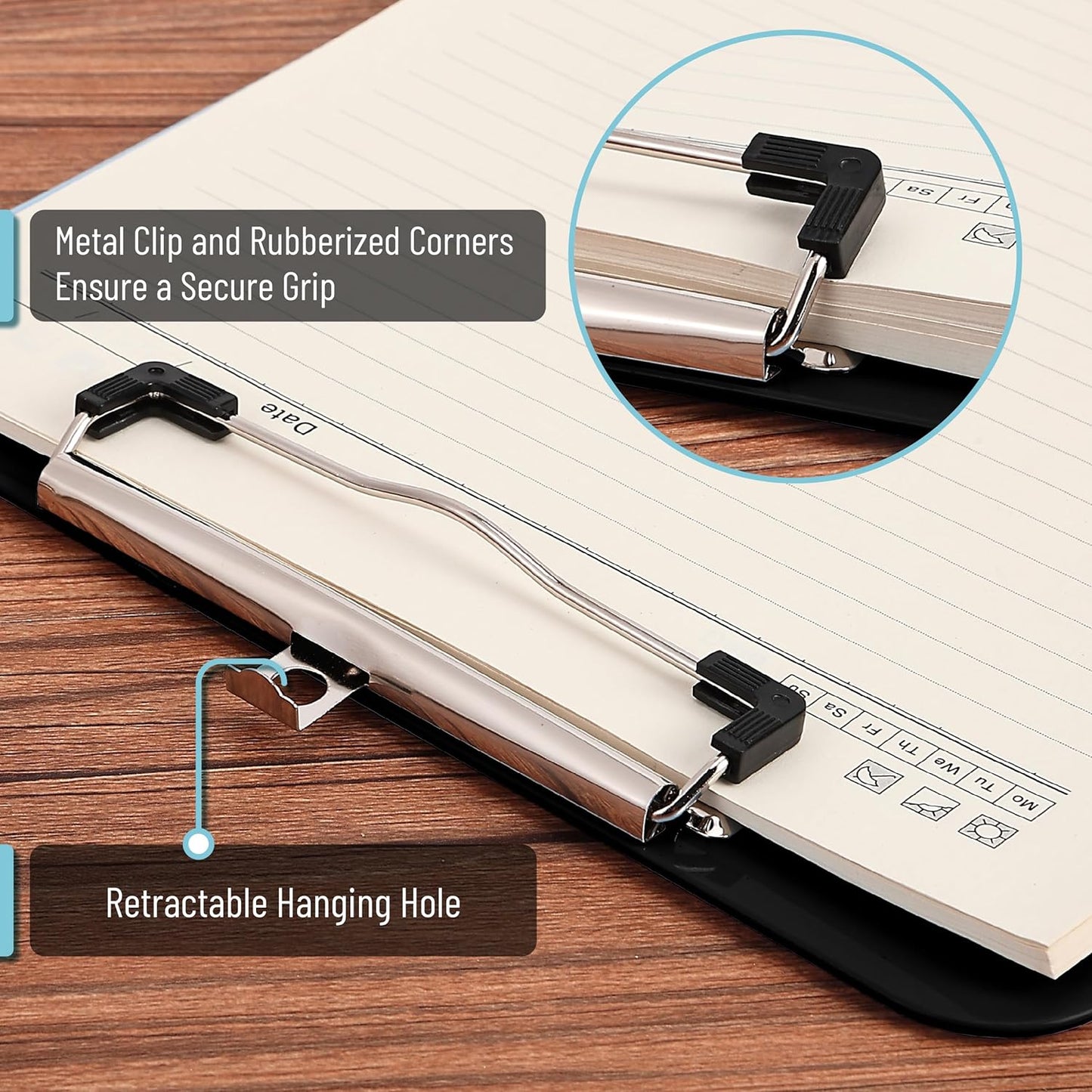 Mr. Pen- Plastic Clipboard, 12.5" x 9", 2 Pack, Clipboard Plastic, Low-Profile Metal Clip with Retractable Hanging Hole