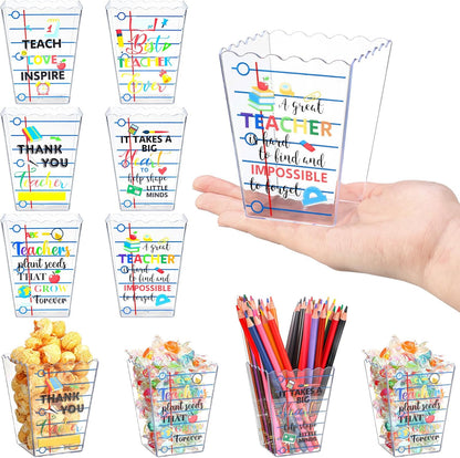 Mimorou 6 Pcs Teacher Gift Box Teacher Appreciation Gift Container Thank You Pencil Notebook Composition Book Crayon Candy Popcorn Holders for End of Year Graduation Party (Notebook)