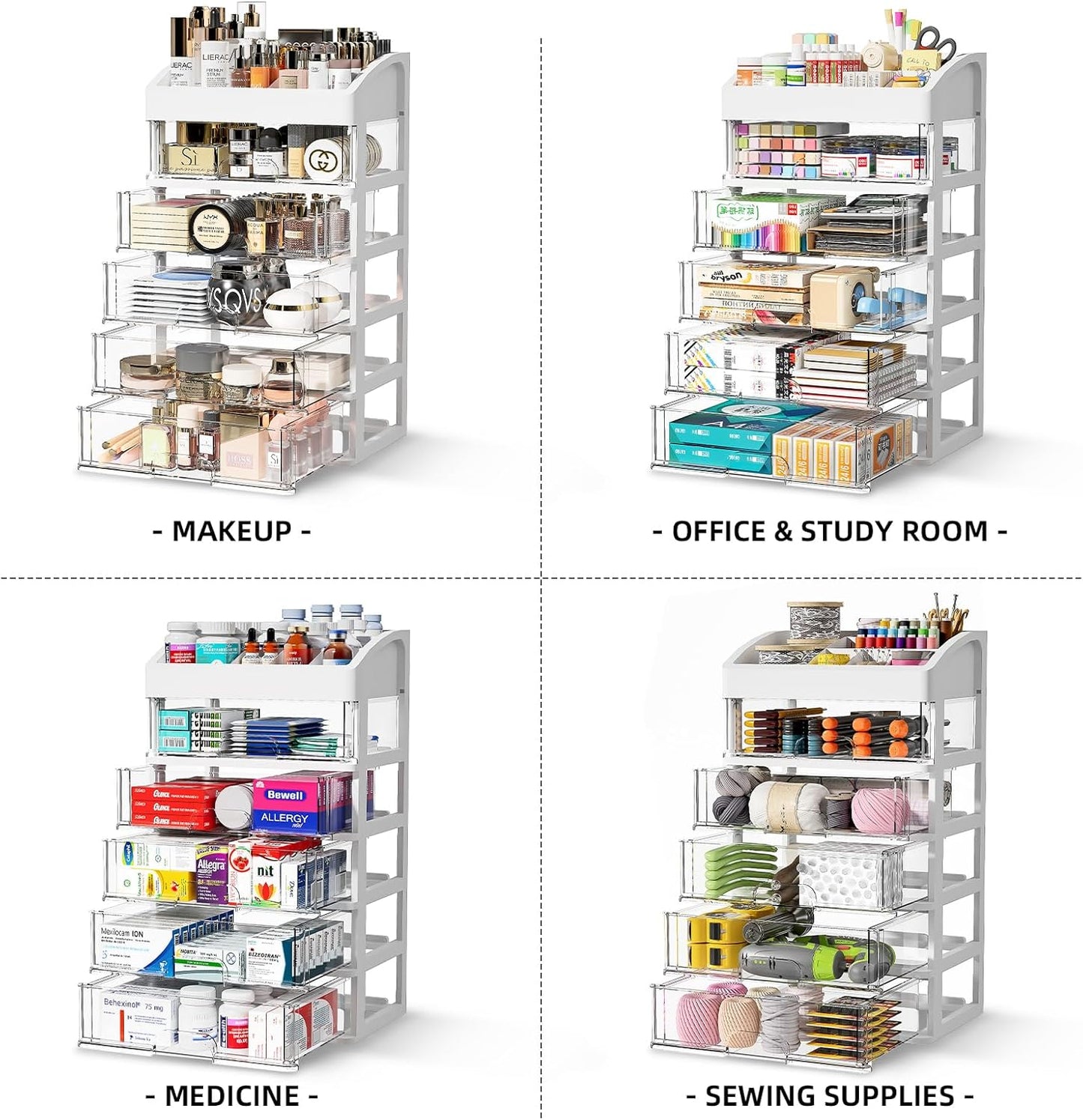 Desk Organizer with Drawers, 3 Drawers Storage Organizer, Desktop Storage Drawers for Office/School Supplies, Plastic Stationary Makeup Organizer, Desk Storage Box for Office, School, Home