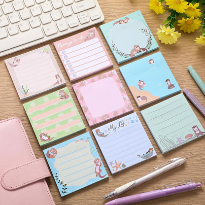 9 Pads Wildflower Sticky Notes 3x3 Inch Cute Self Stick Notepads Notes Adhesive Memo Pad Office Decor Gifts for Students School Teacher Meeting Office Supplies