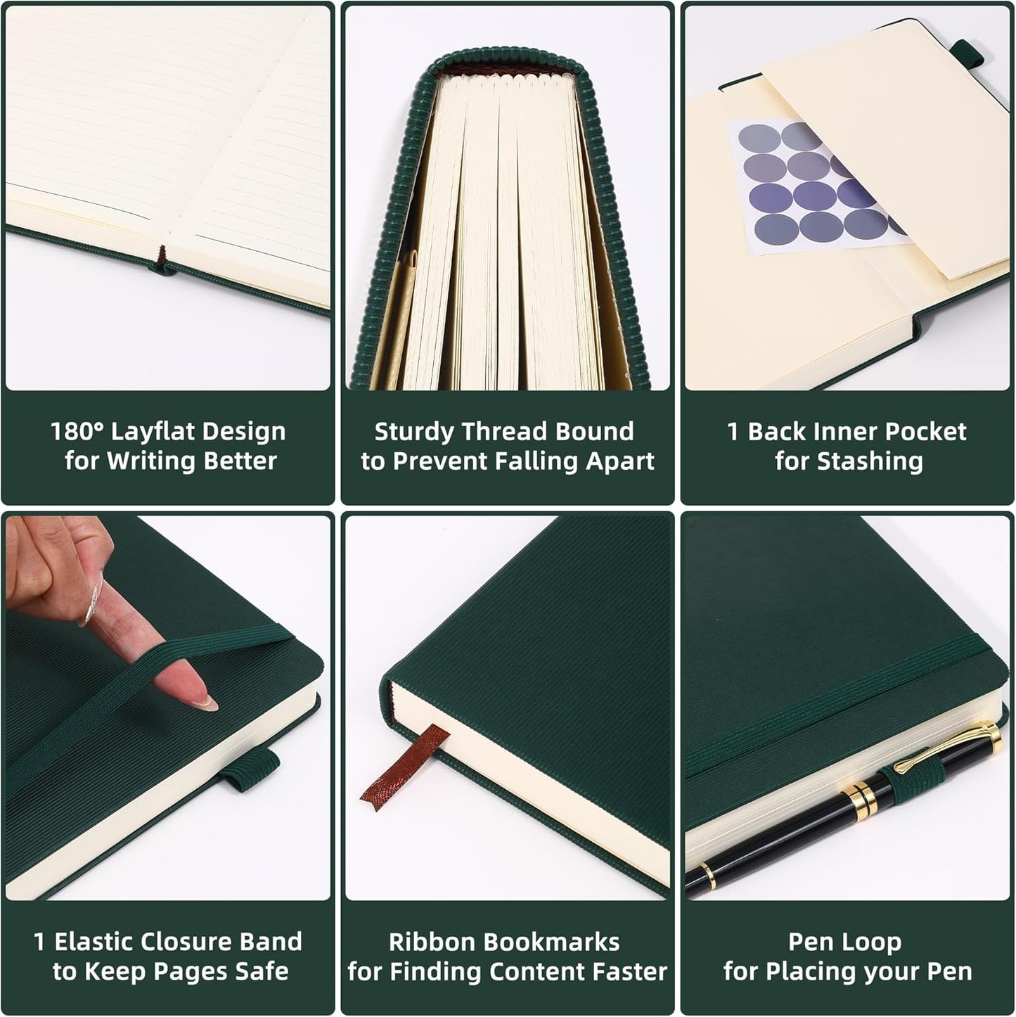 BOBO RABBIT Lined Journal Notebook for Work 100 GSM Thick Paper 300 Pages College Ruled A5 Notebook Hardcover Leather Journal for Writing School Office, 5.63"x8.43"