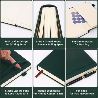 BOBO RABBIT Lined Journal Notebook for Work 100 GSM Thick Paper 300 Pages College Ruled A5 Notebook Hardcover Leather Journal for Writing School Office, 5.63"x8.43"