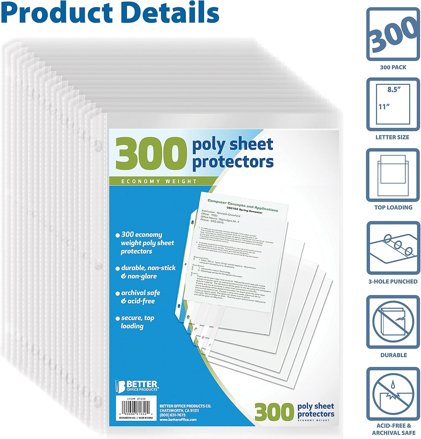 Better Office Products Sheet Protectors, 200 Piece
