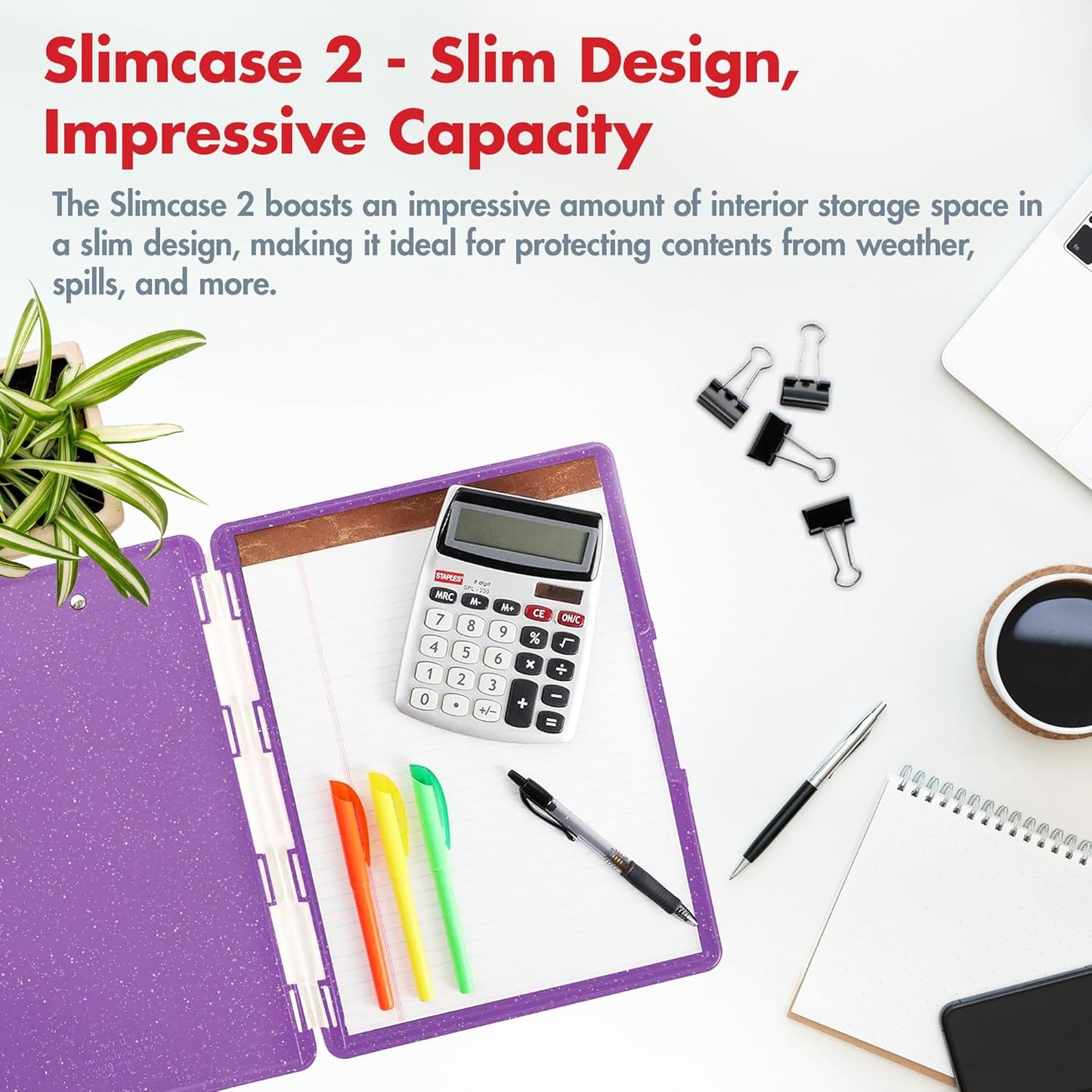 Dexas Slimcase 2 Plastic Clipboard with Storage and Side Opening, Black, Office Supplies Clipboards to Organize, Carry and Store, A4 Holder, Style and Functionality Nursing Clipboards
