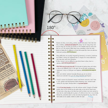 Lined Spiral Notebook B5 Black Journal 7.48'' X 10.18''-4 Pack 7mm College Ruled Hardcover Notebooks 160 Pages 100GSM Thick Paper for Note Taking School Office Supplies