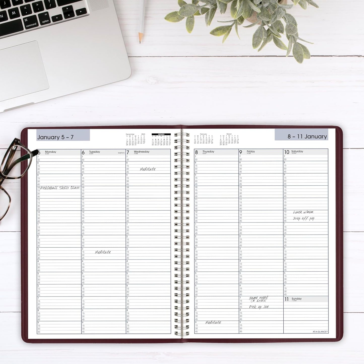 AT-A-GLANCE 2026 Appointment Book Planner, Weekly, 8" x 11", Large, Quarter-Hourly, DayMinder, Black (G5200026)