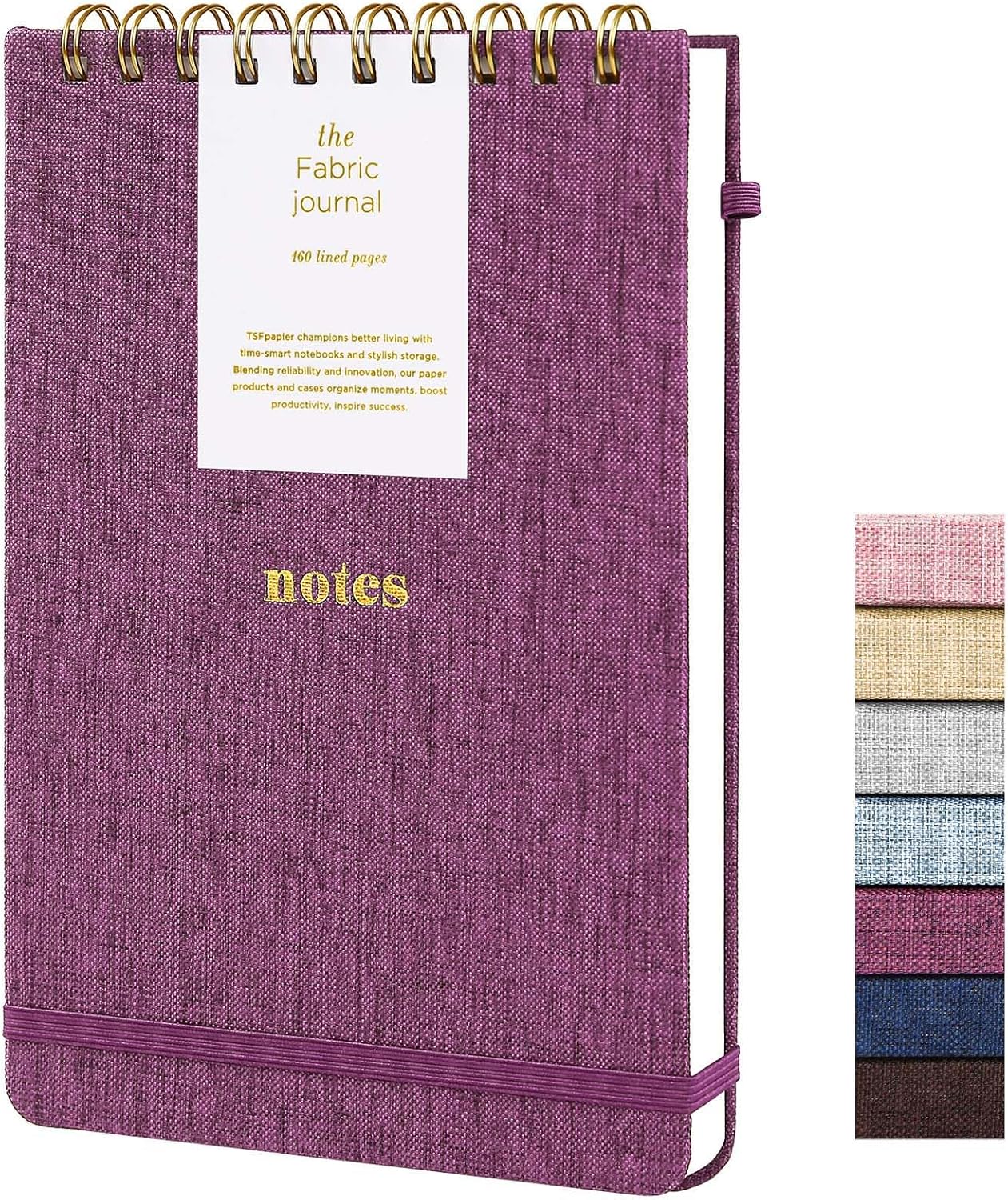 A5 Top Spiral Notebook – Hardcover Journal 160 Pages 100 GSM Thick Paper With Elastic Band & Pen Holder Steno Pads College Ruled Writing Notebooks for Work School Travel Pink