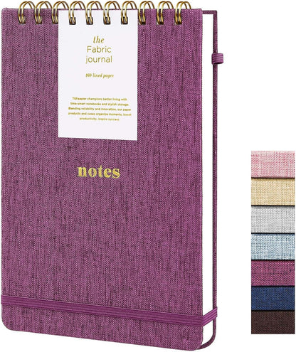 A5 Top Spiral Notebook – Hardcover Journal 160 Pages 100 GSM Thick Paper With Elastic Band & Pen Holder Steno Pads College Ruled Writing Notebooks for Work School Travel Pink