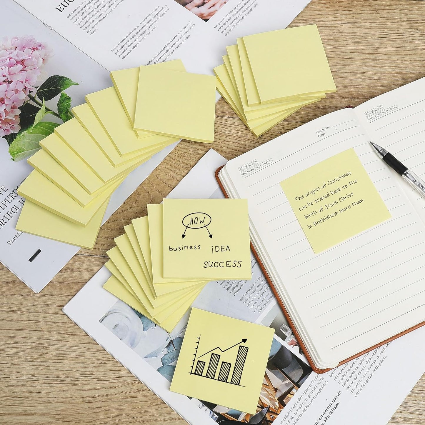 (24 Pack) Sticky Notes 3x3 in Post, 12 Bright Colors Sticky Note Self-Stick Notes Pads,Strong Adhesive, Easy to Post for Home, Office, Notebook