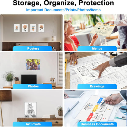 Ndsox 5 Pack 8.5" x 11" Rigid Print Protectors Clear Hard Plastic Sheet Protectors Top Loading for Birth Certificates, Documents, Posters, Photos, Meuns, Heavy Duty No-Hole Plastic Document Sleeves