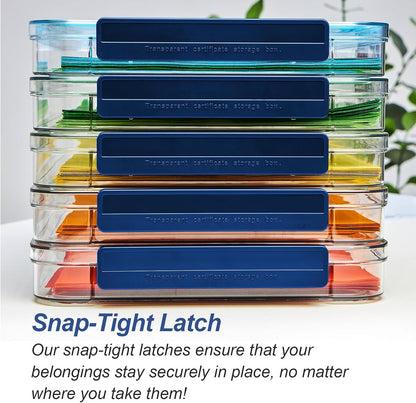 CATOOMUU 2 Pcs 5.5qt 9 x 13 Plastic Portable Project Case With Snap-Tight Latch Clear Stackable Storage Box With Lids Organizer Container For A4 File Photo Documents Scrapbook Craft Art Supplies